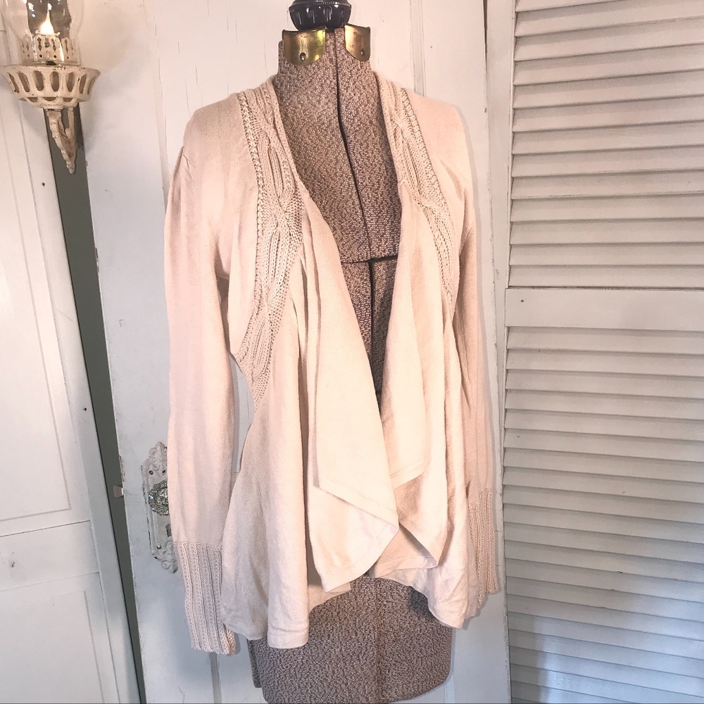 The Limited oatmeal cable-knit cardigan sweater S